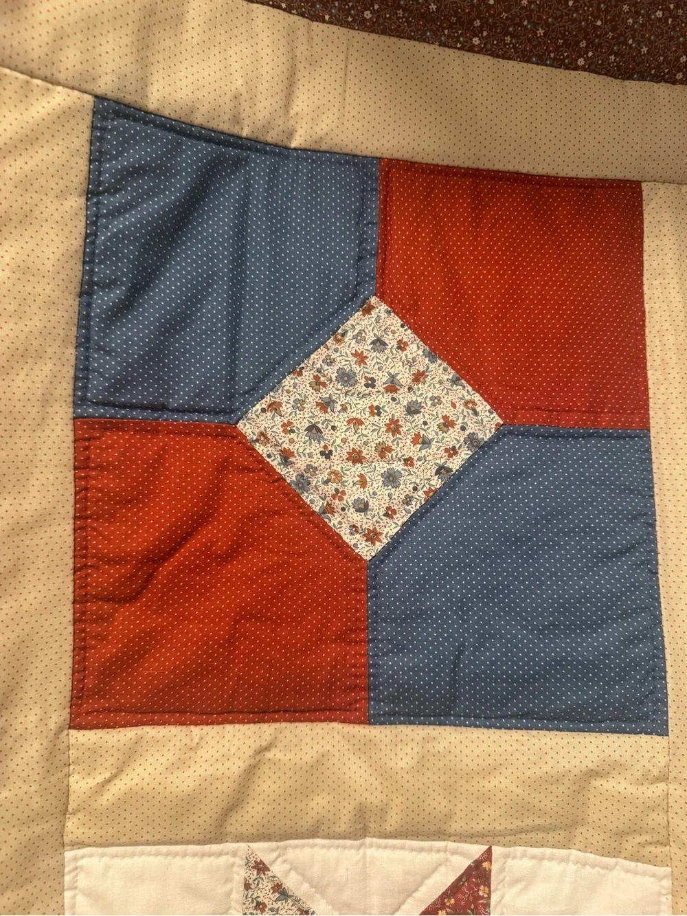 Vintage Handmade 80s Quilt Wall Decor